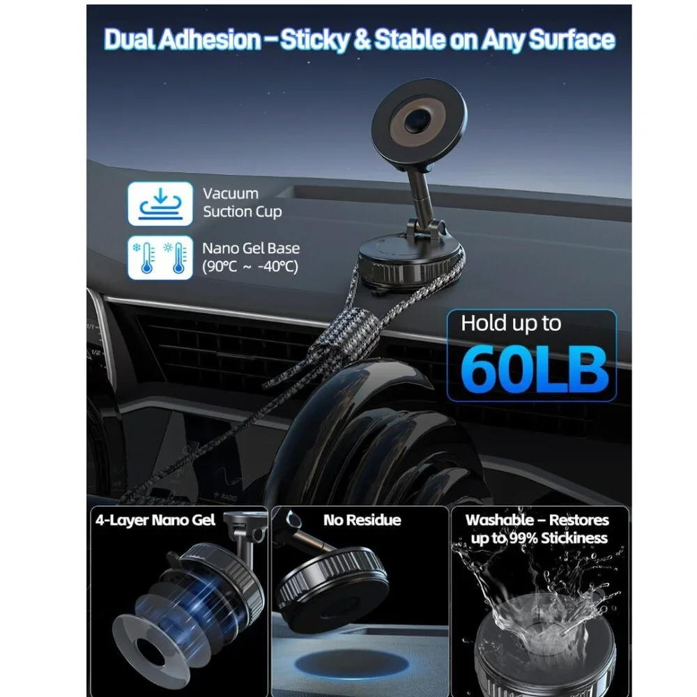 NEW Light Face Nano Gel Vacuum Magnetic Phone Holder,